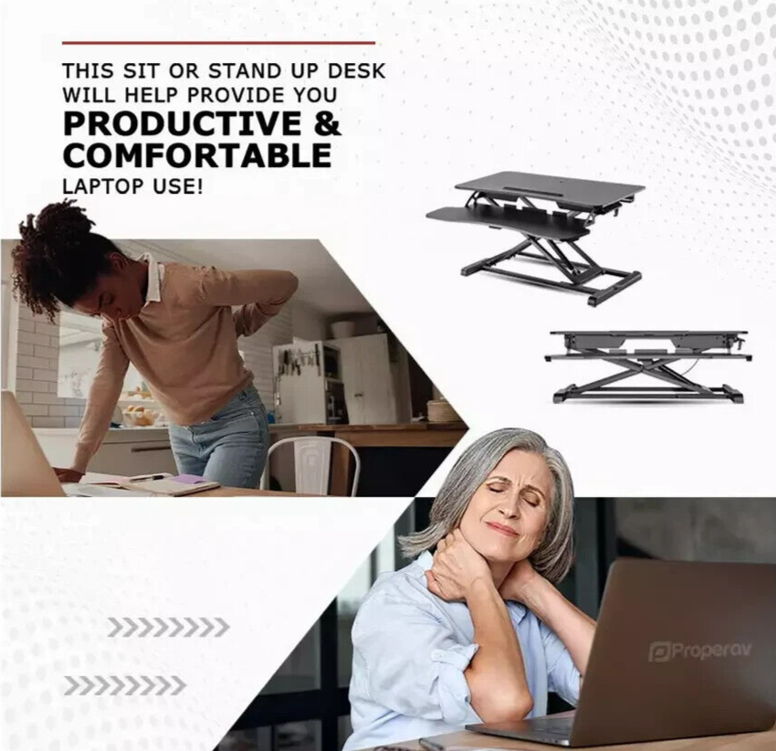 ProperAV Two-Tier Stand-Up Desk Workstation - Black ( B Grade 19232 )