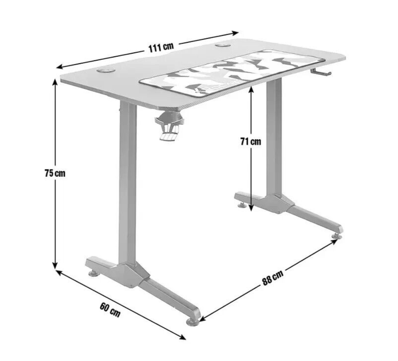 X Rocker Panther Gaming Desk Black | Sturdy Computer Desk with LED Lights Modern