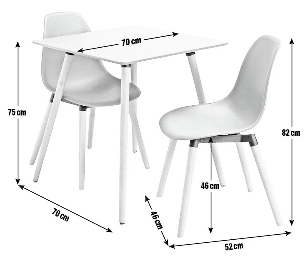 Habitat Berlin Modern Dining Table and 2 Chairs Square in Grey