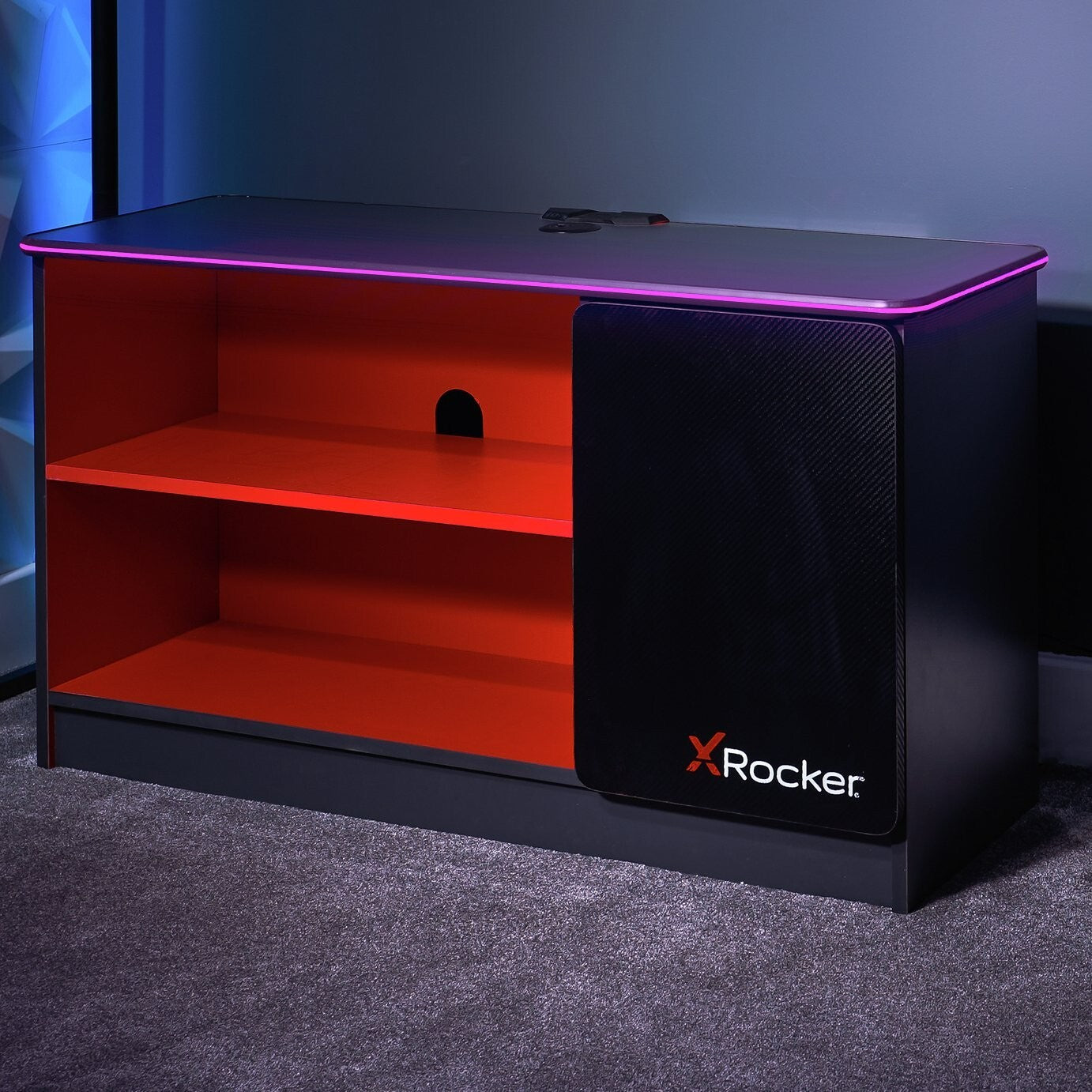 X Rocker Carbon Tek Media Unit - Grey And Red