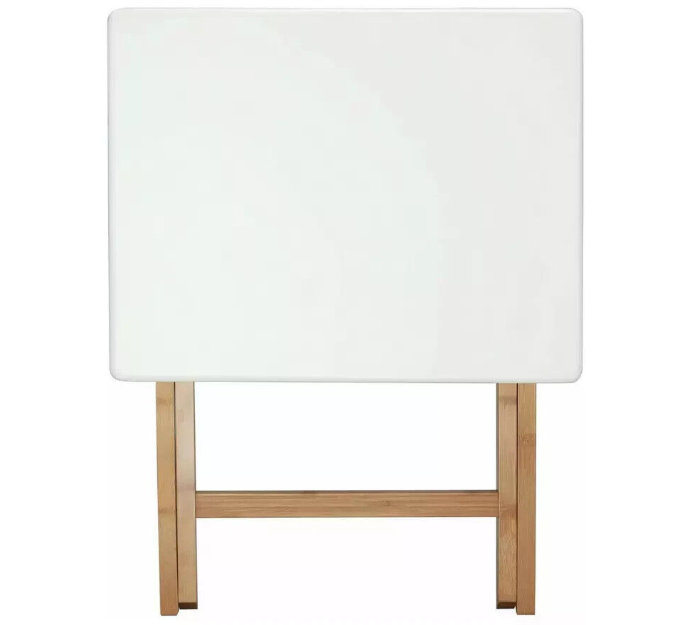 Habitat Drew Folding Bamboo 2 Seater Table - White | Outdoor Indoor Dining Table