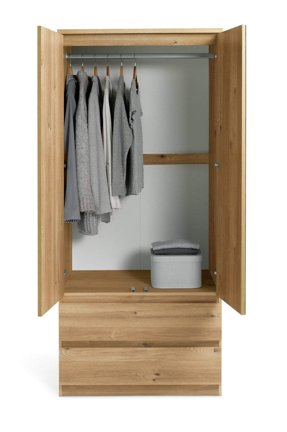 Jenson 2 Door 2 Drawer Mirror Wardrobe - Oak Effect | Mirror wardrobe oak finish