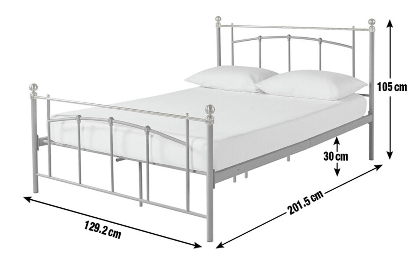 Yani Small Double Metal Bed Frame - White | Classic  Underbed Storge