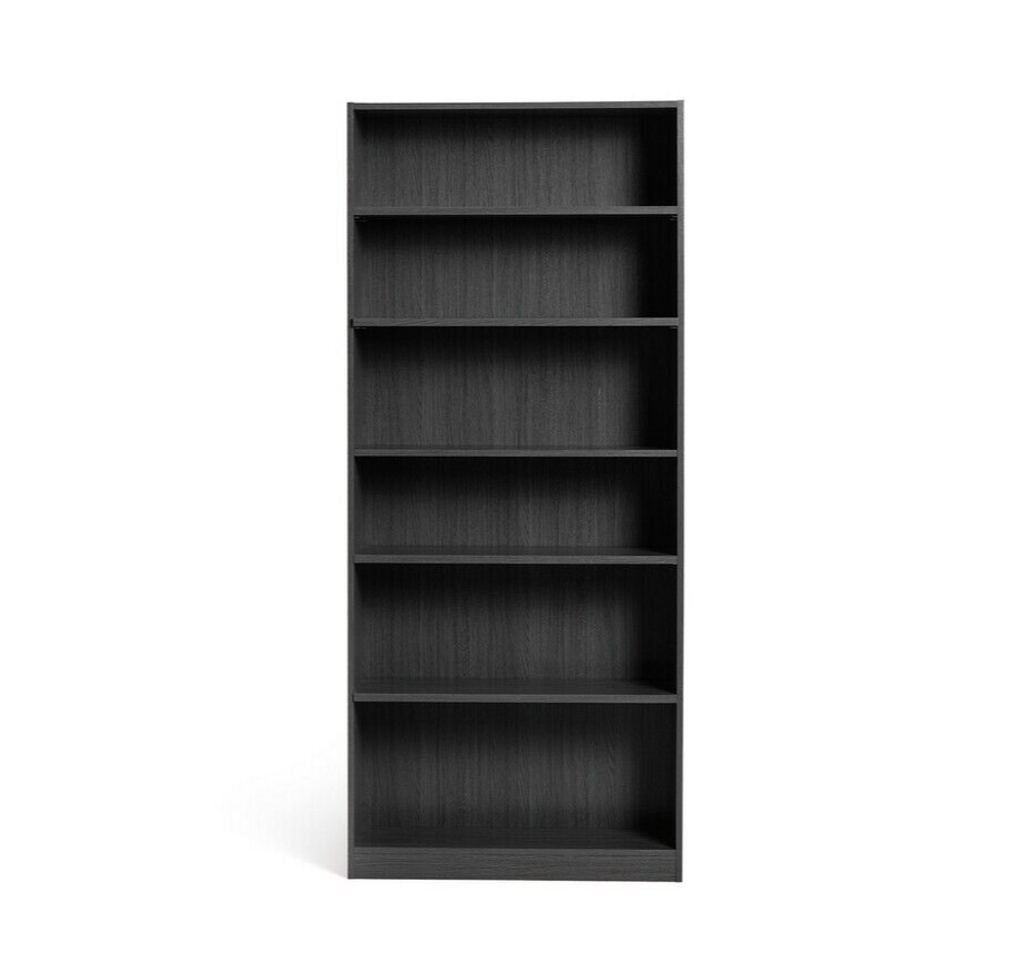 Maine Deep 6 Shelf Bookcase - Shelving Storage Unit Display Cabinet - Black