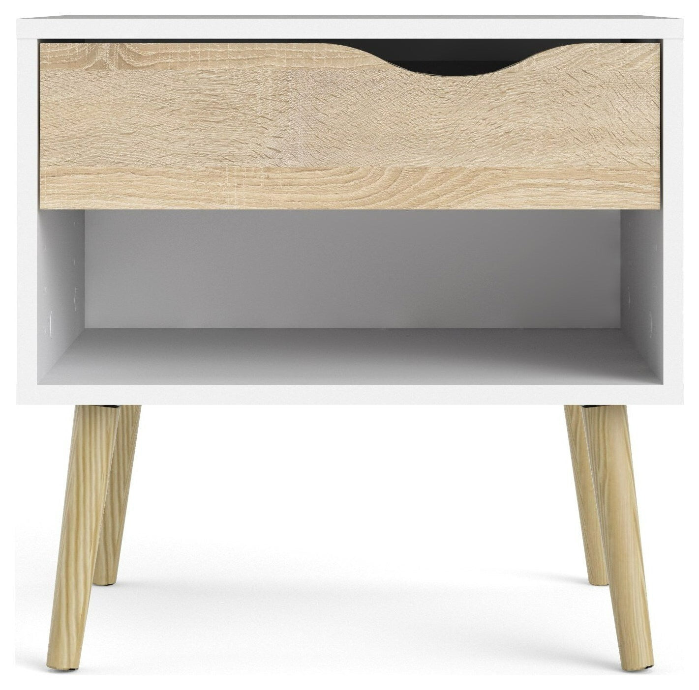 Tvilum 0slo 1 Drawer Bedside Table - White & Oak