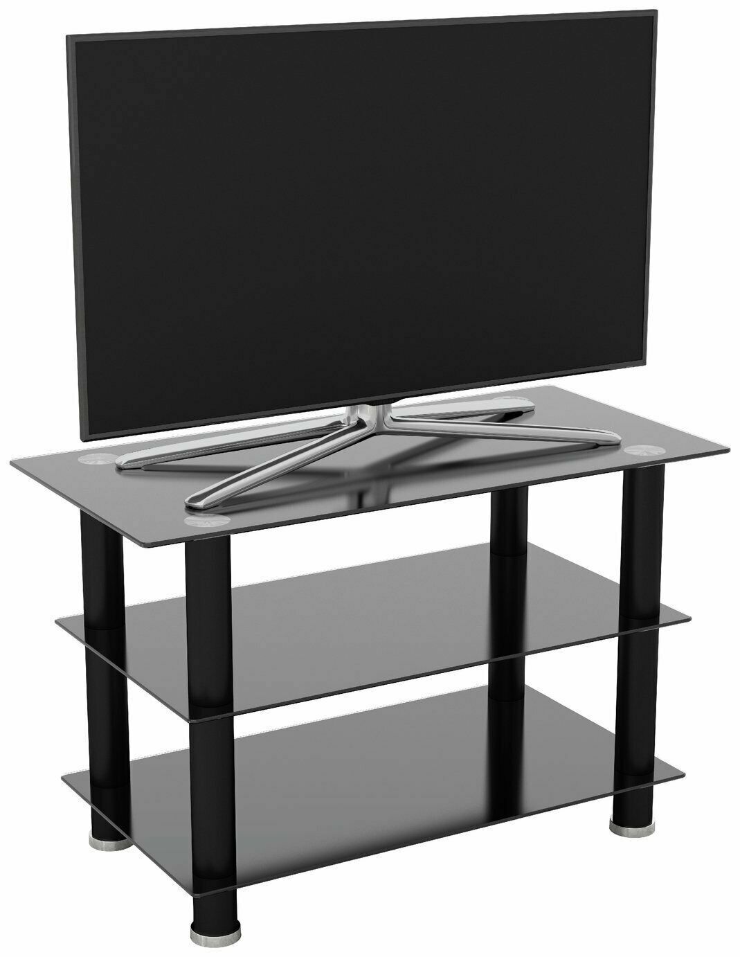 AVF TV Stand With Storage in Black - Up to 40 Inch TV Unit Glass - 80cm Wide