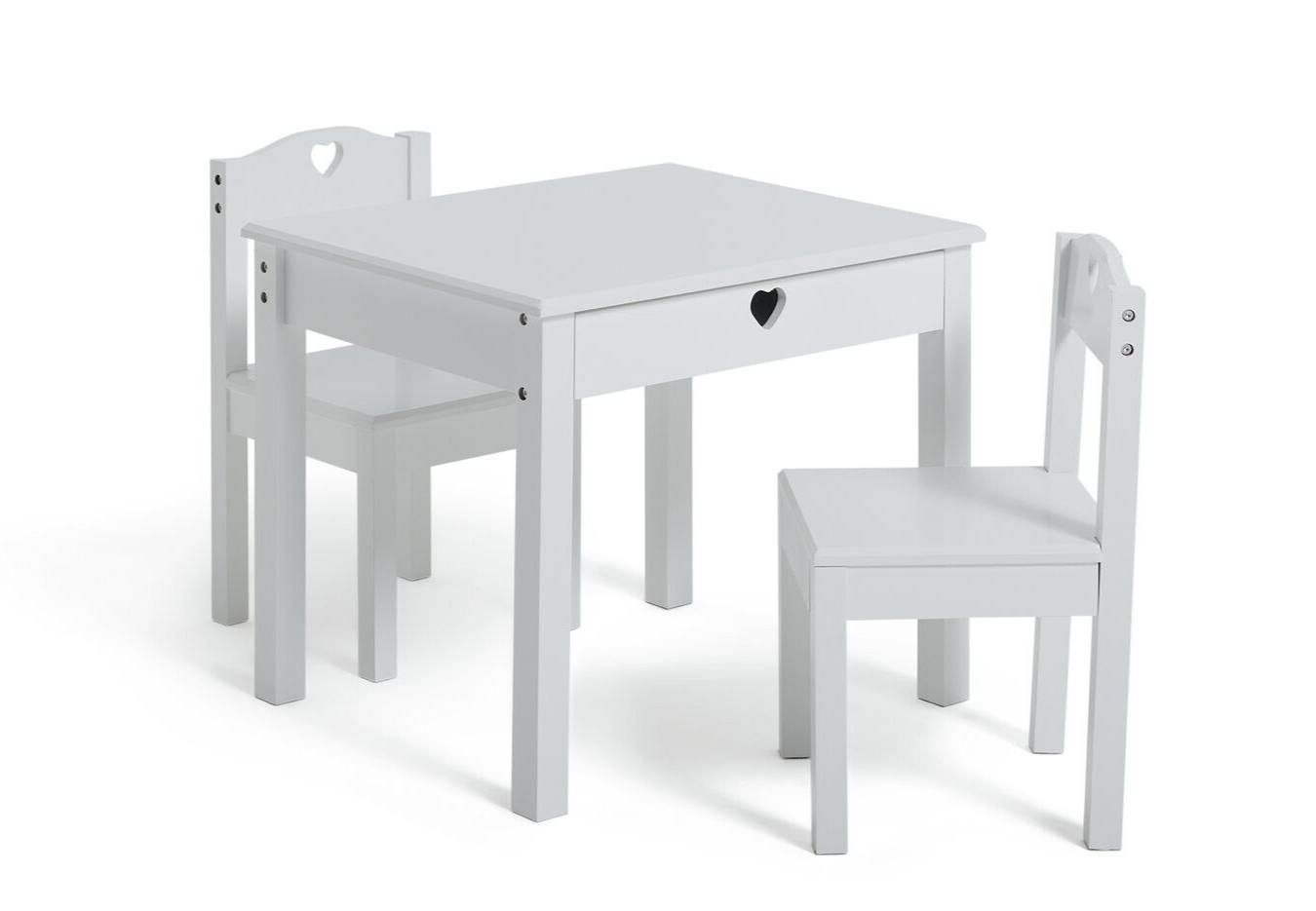 Mia Kids Table & 2 Chairs - White