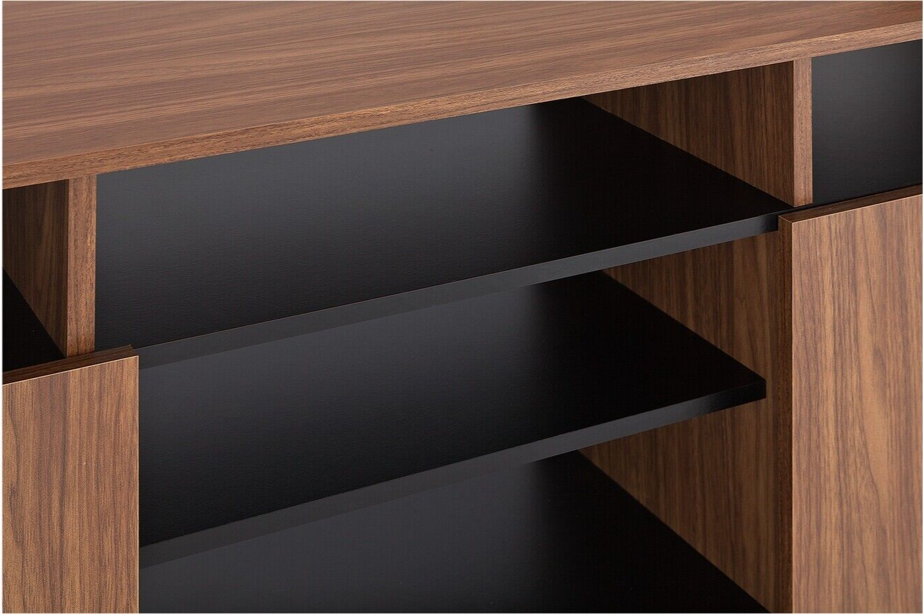 Habitat Turin 2 Door TV Unit - Black & Walnut Effect | Modern Stylish TV Stand