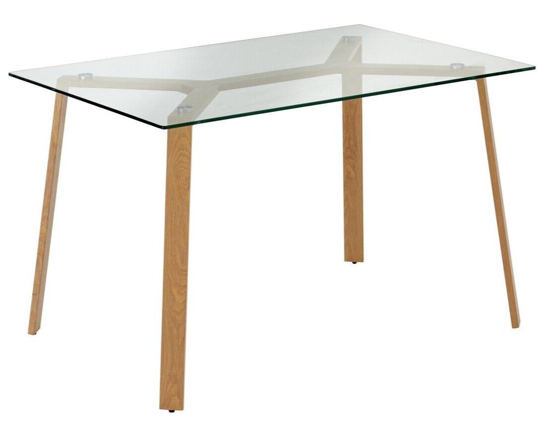Home Helena Glass Dining Table & 4 Grey Chairs | Modern Kitchen Dining Room Set