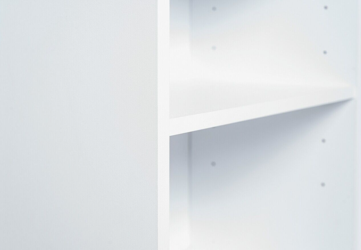 Maine Narrow 6 Shelf Bookcase - Shelving Storage Unit Display Cabinet - White