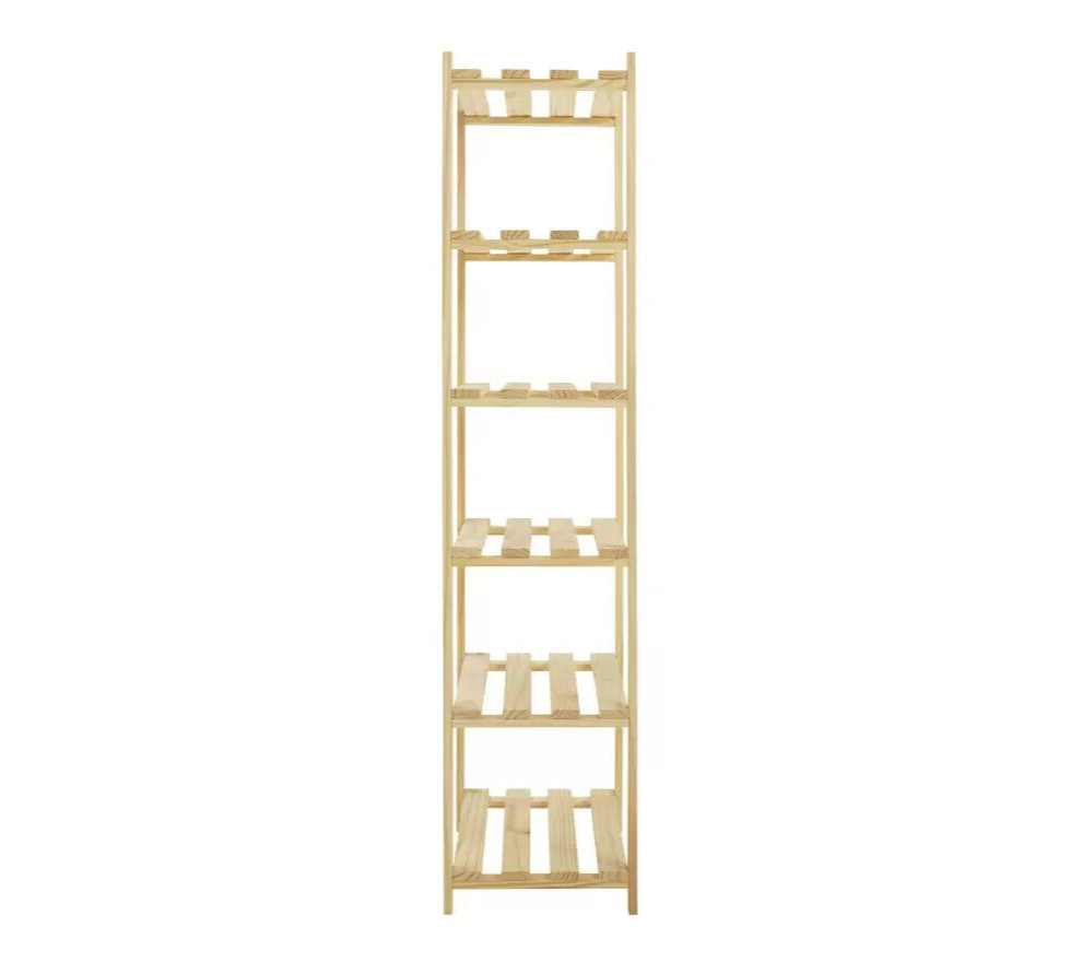 Home Karee 6 Tier Shelving Unit - Natural | Wood Effect Storage Shelf Bookcase