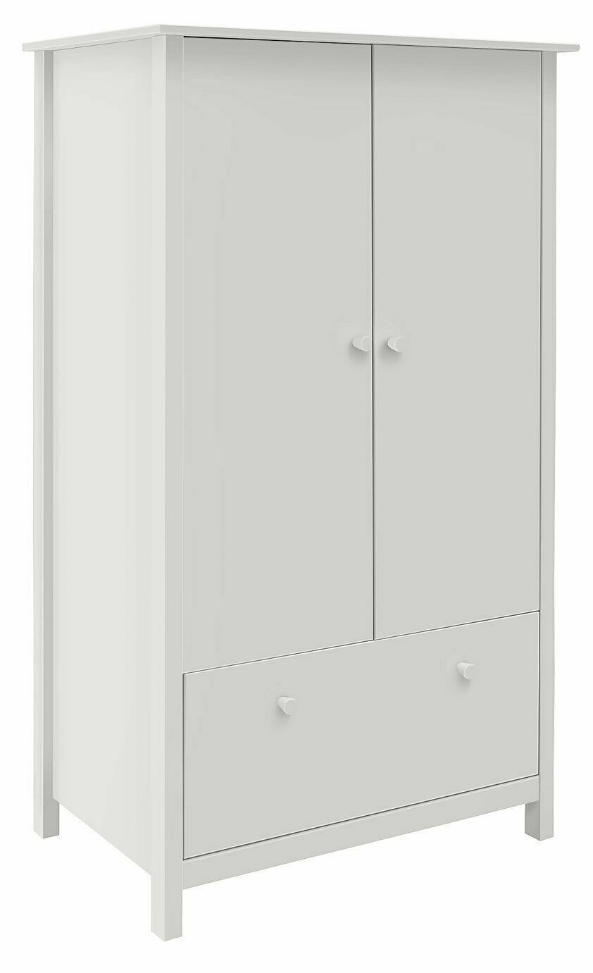 Scandinavia Kids 2 Door 1 Drawer Wardrobe - White | Storage for Clothes and Toys