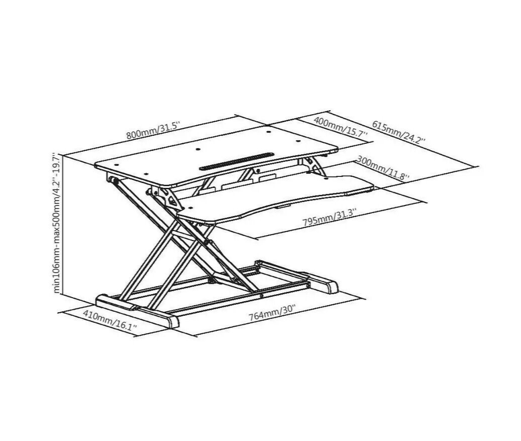 Proper AV Sit Stand Workstation 2 Tier - Black