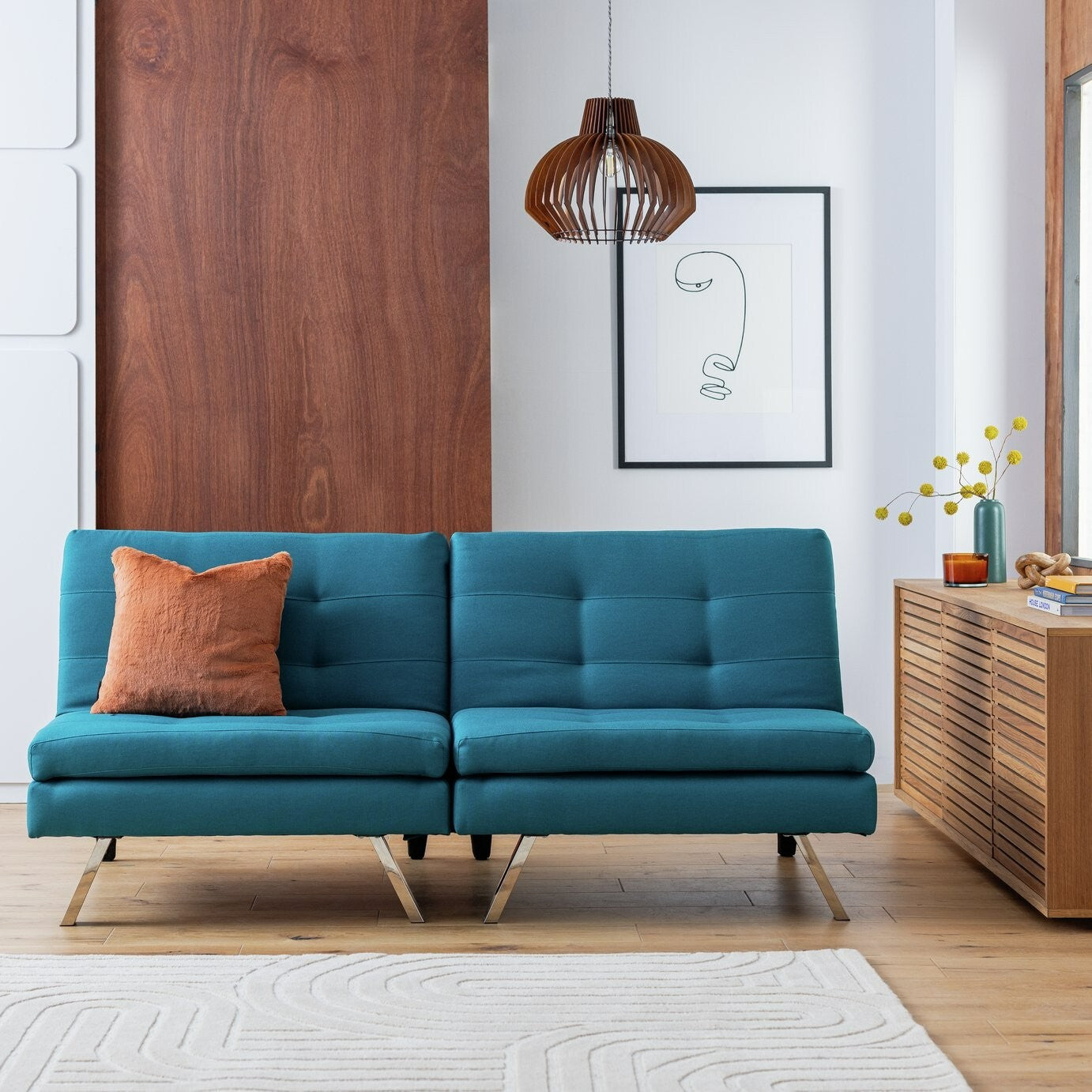 Duo Fabric Clic Clac Sofa Bed - Teal