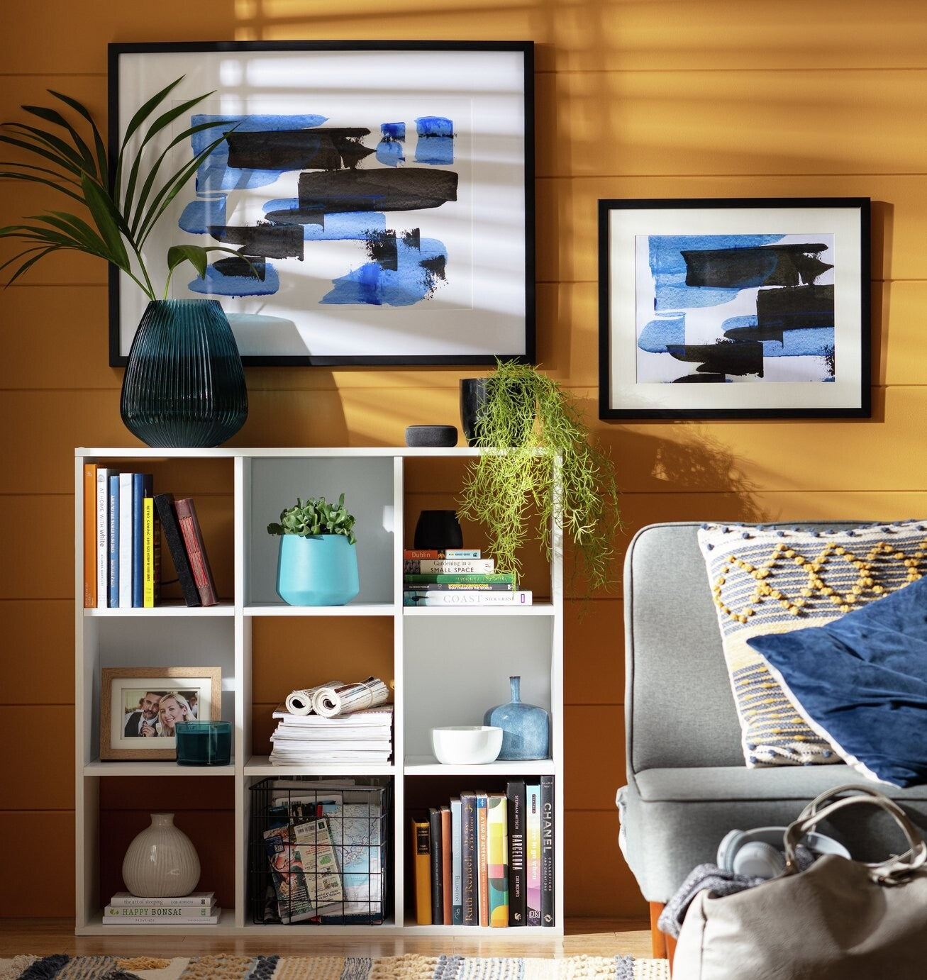 Home Squares 9 Cube Storage Unit White | Modular Organizer Shelf ( B Grade )