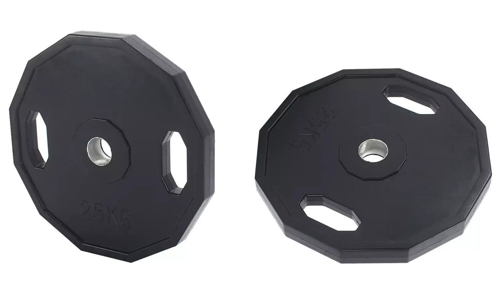 Pro Fitness Olympic Rubber Weight Plates 2 x 25kg | Bumper Discs for Barbell