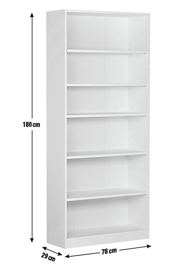 Maine Deep 6 Shelf Bookcase - Shelving Storage Unit Display Cabinet - Black