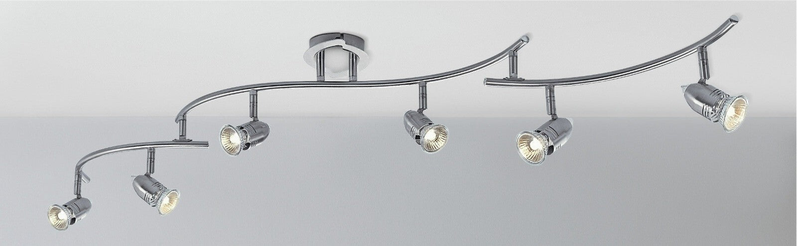 Norton 6 Light Folding Ceiling Bar Chrome | Adjustable Spotlight Bar Modern