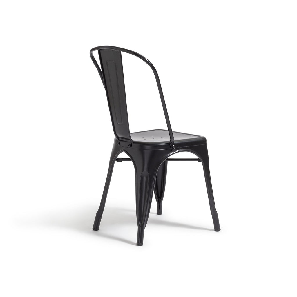 Industrial Pair of Metal Dining Chairs-Matt Black | Industrial dining chairs