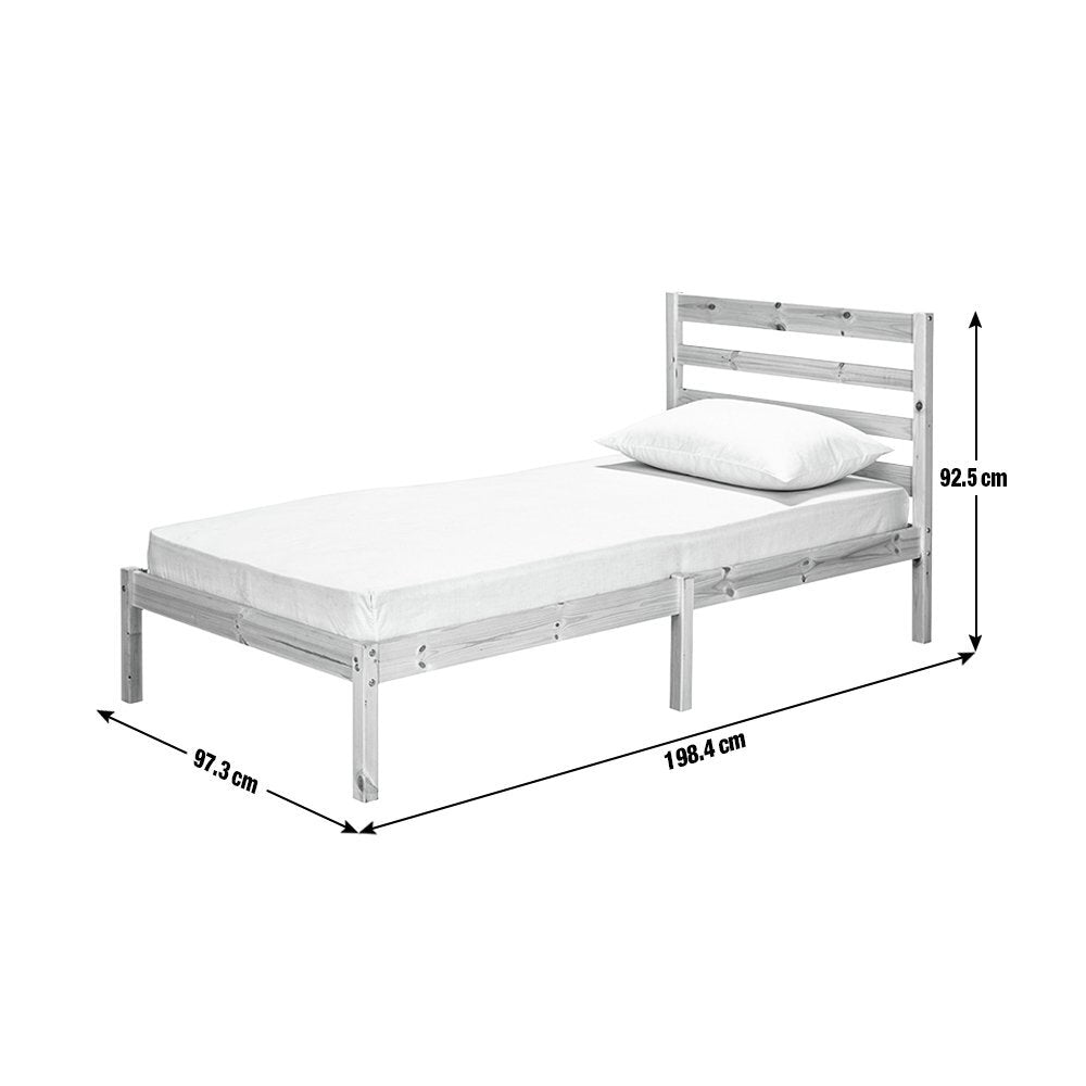 Kaycie Single Bed Frame 3FT With Headboard - Wooden - Pine - Without Mattress