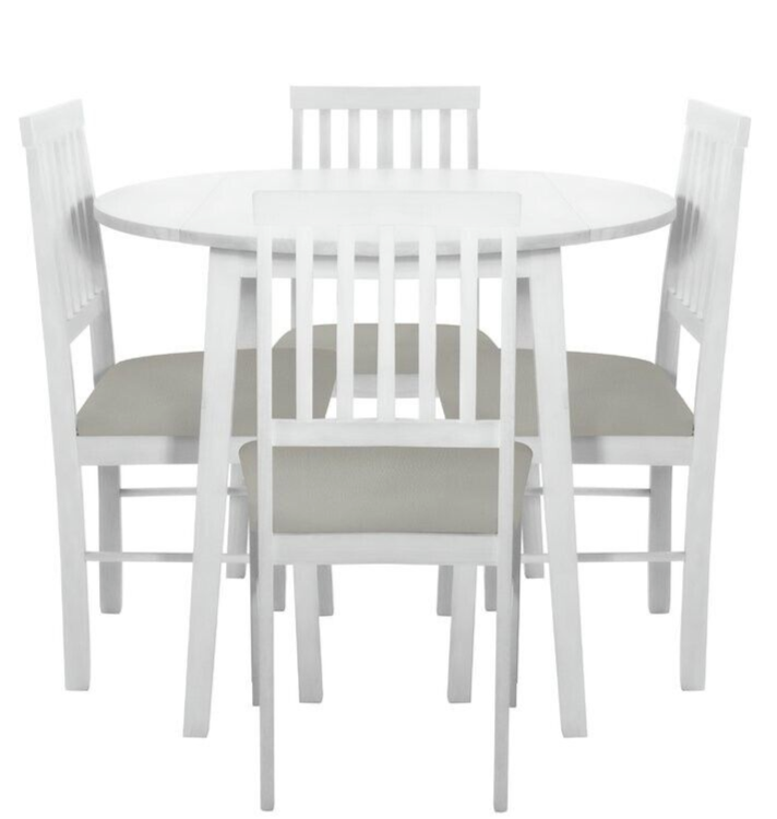Home Kendal Solid Wood Dining Table & 4 White Chairs | Dining Set for Kitchen
