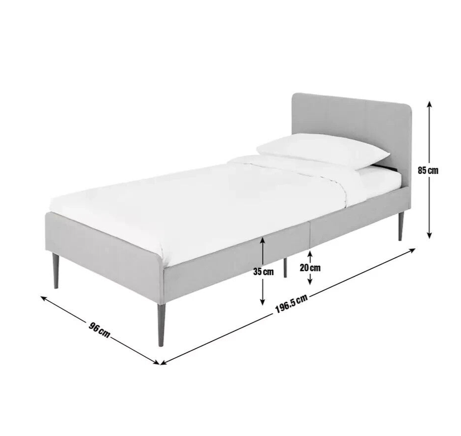 Kristopher Single Fabric Bed Frame - Grey