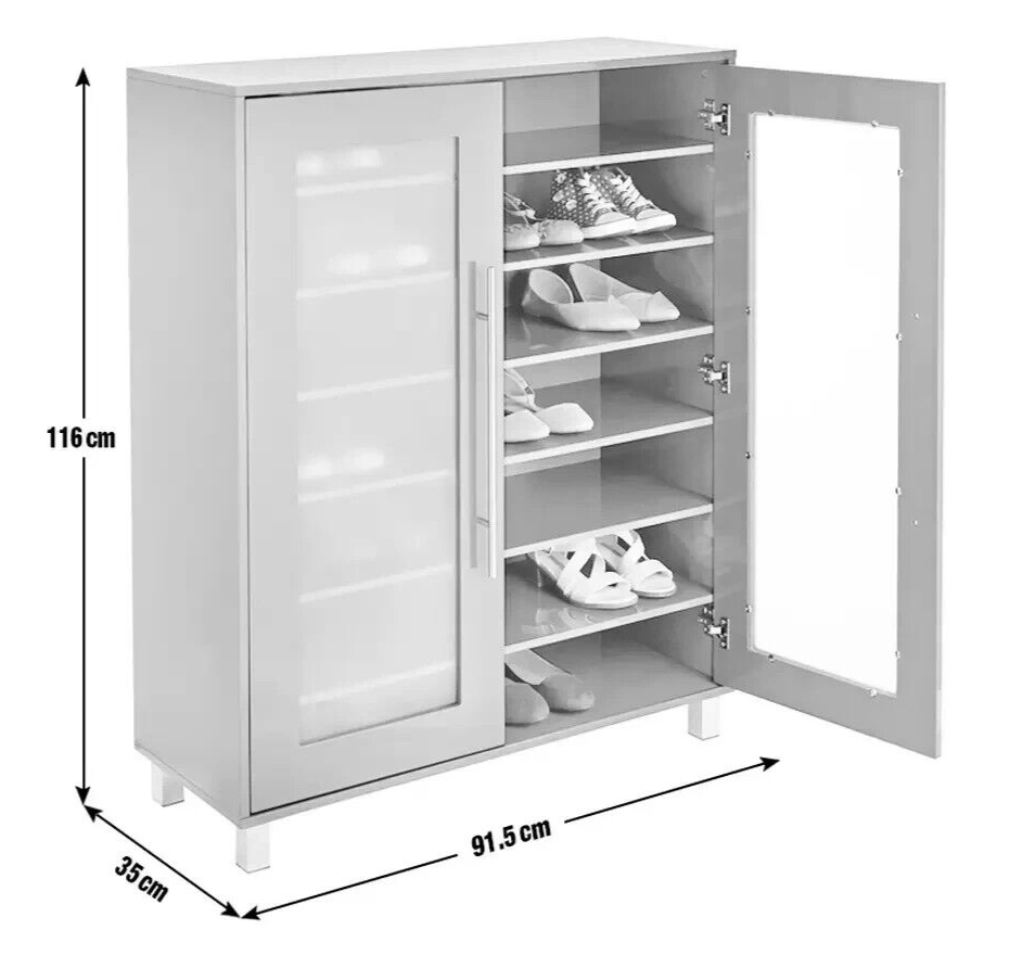 2 Door Lydiard Storage Shoe Cabinet - Grey
