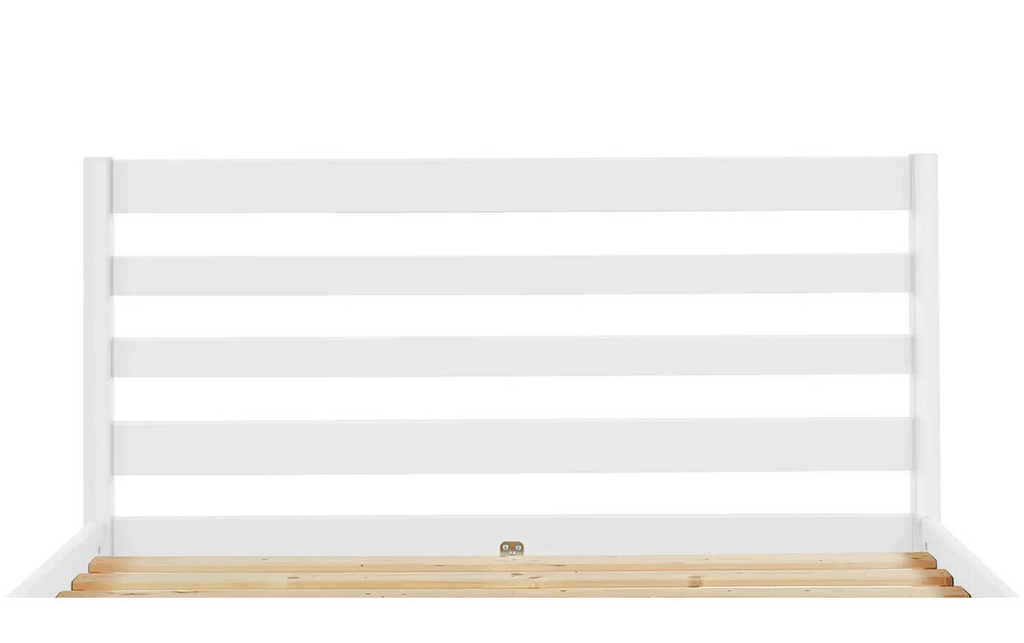 Home Kaycie Double Wooden Bed Frame - White | Sturdy Solid Wood Bed for Bedroom