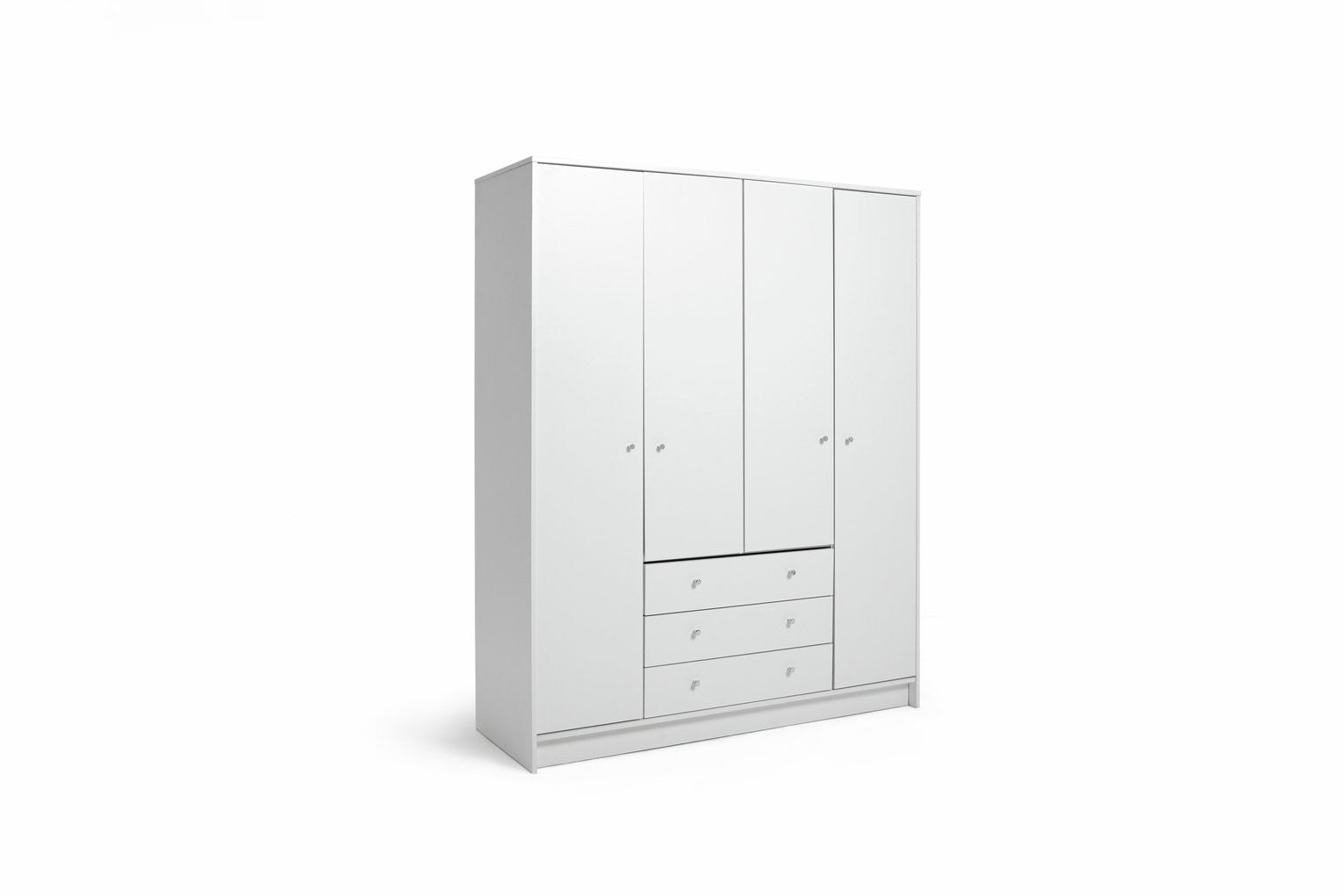 Home Malibu 4 Door 3 Drawer Wardrobe - White | Large white wardrobe with drawers