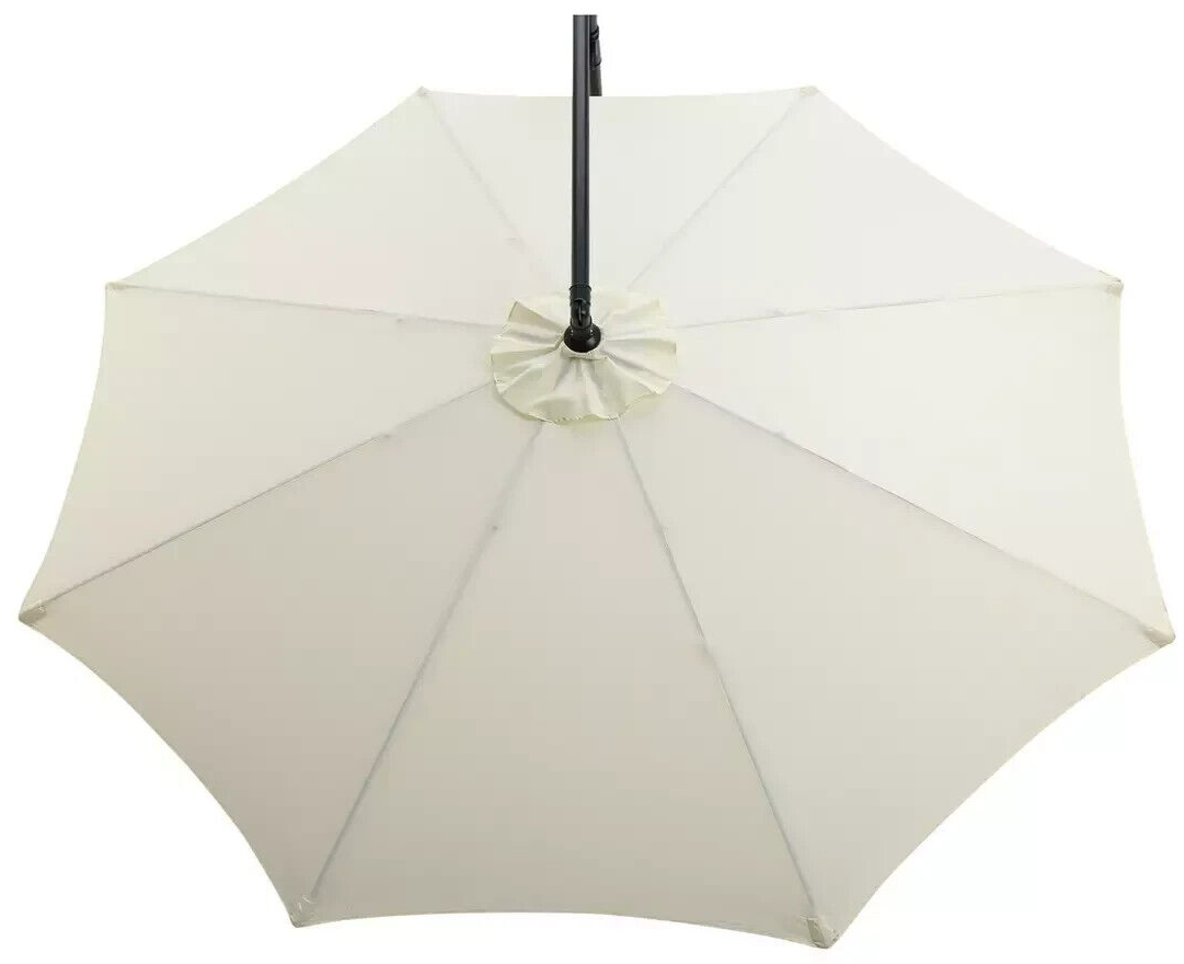 Home 3m Overhanging Garden Parasol - Cream | Outdoor Patio Sun Shade Parasol