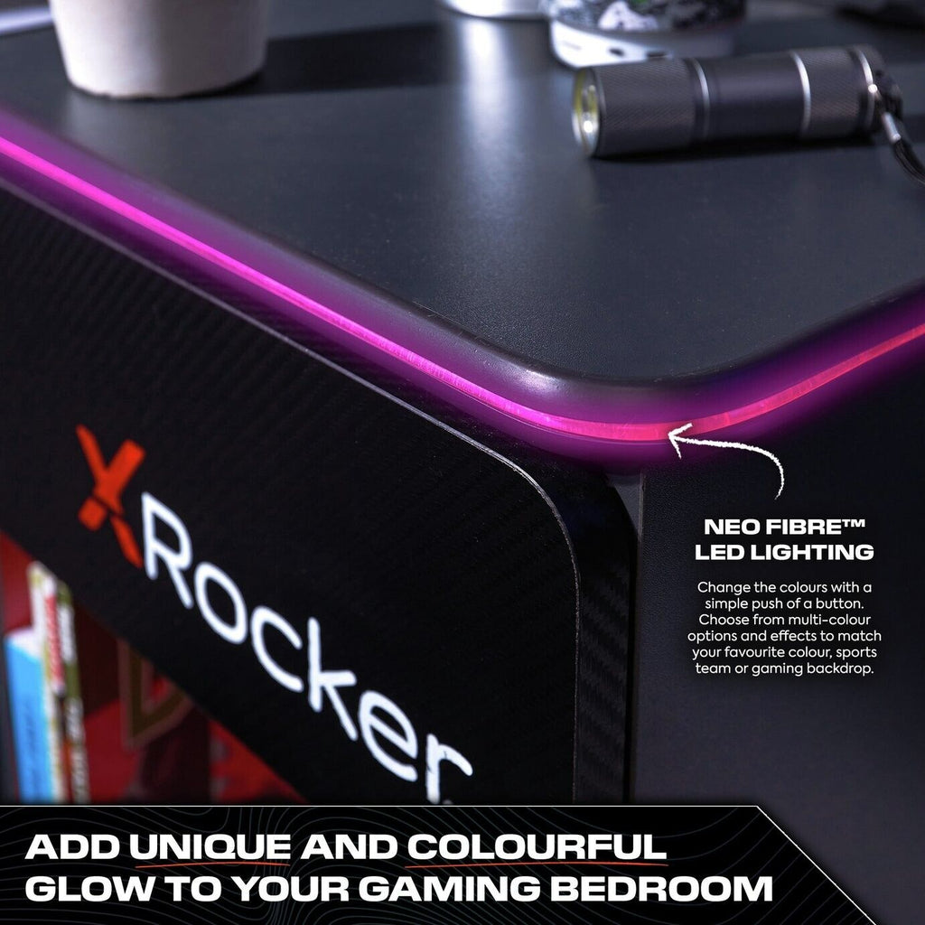 X Rocker Carbon Tek Wireless Charging Bedside Table - Red