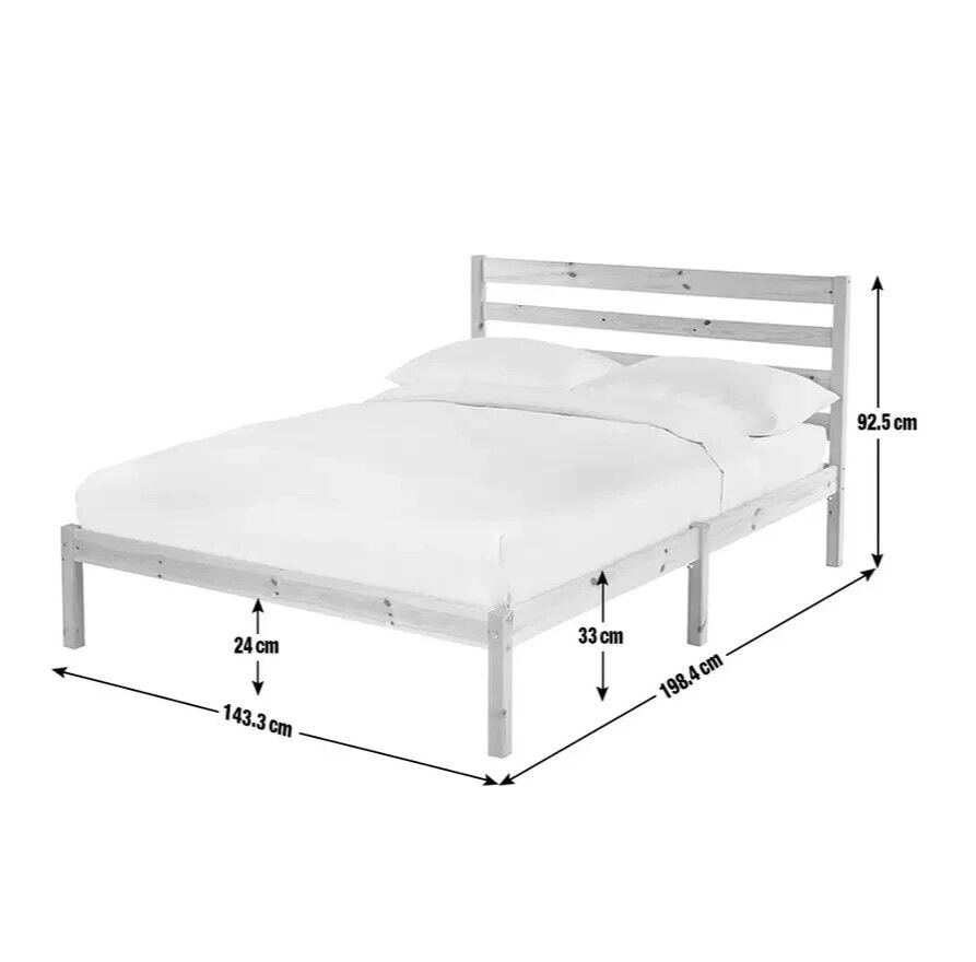 Home Kaycie Double Wooden Bed Frame - Black | Sturdy Durable Support Base Bed