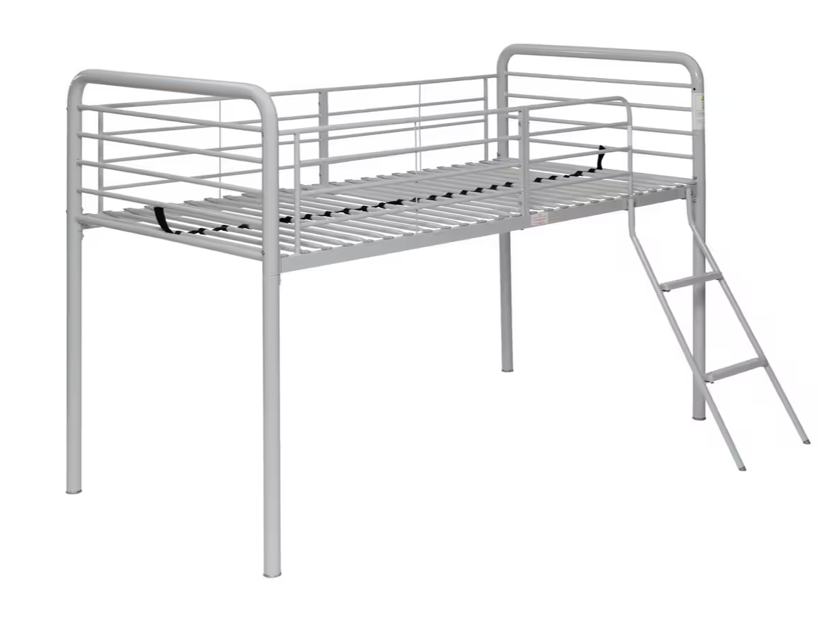 Jo Mid Sleeper Metal Bed Frame - Silver