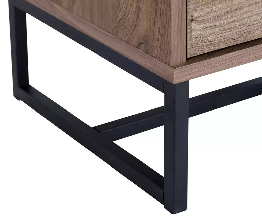 Habitat Nomad 1 Drawer Bedside Table Oak Effect | Industrial Nightstand Metal