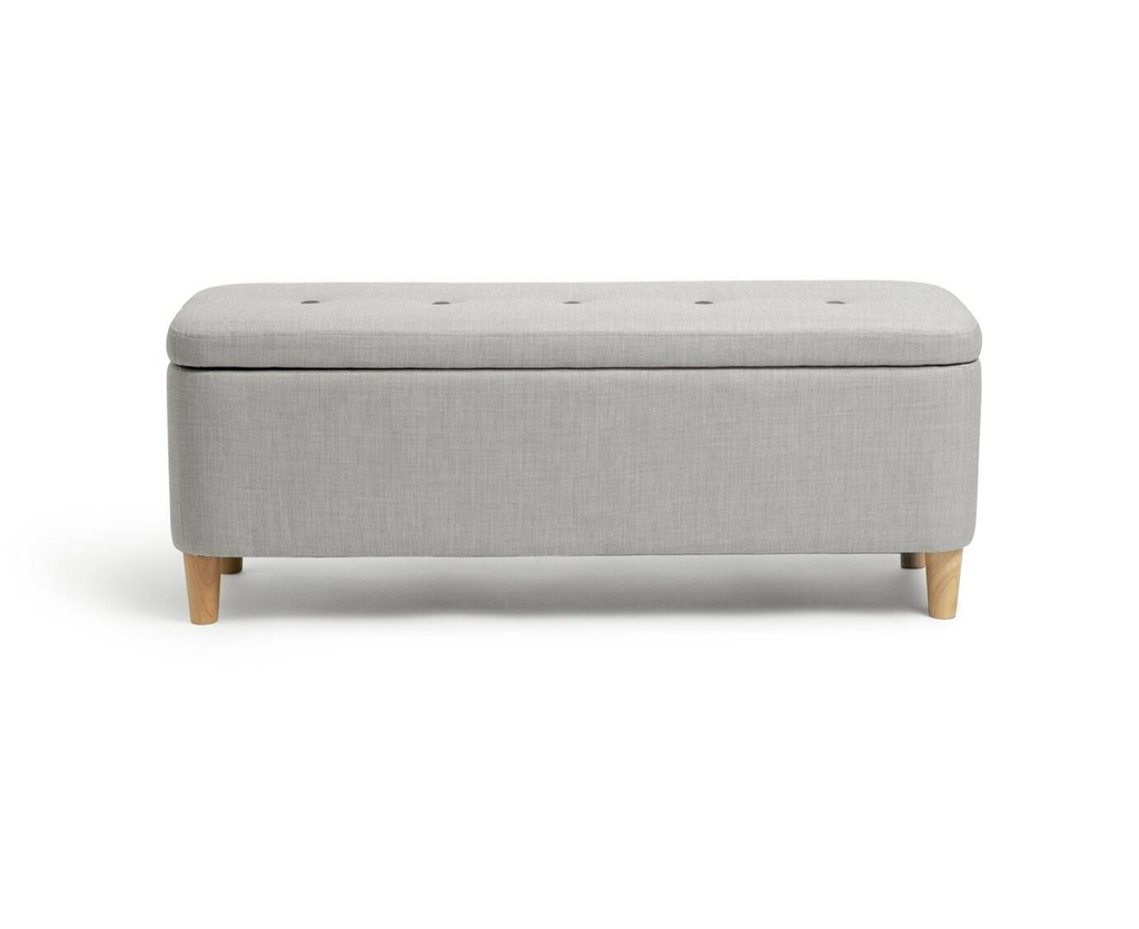 Habitat Aspen Fabric Storage Ottoman - Light Grey