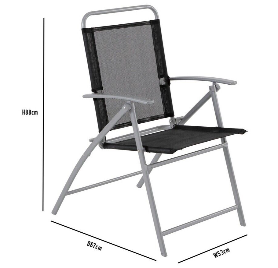 Home Pacific 6 Seater Folding Metal Patio Set - Black | Furniture With Parasol