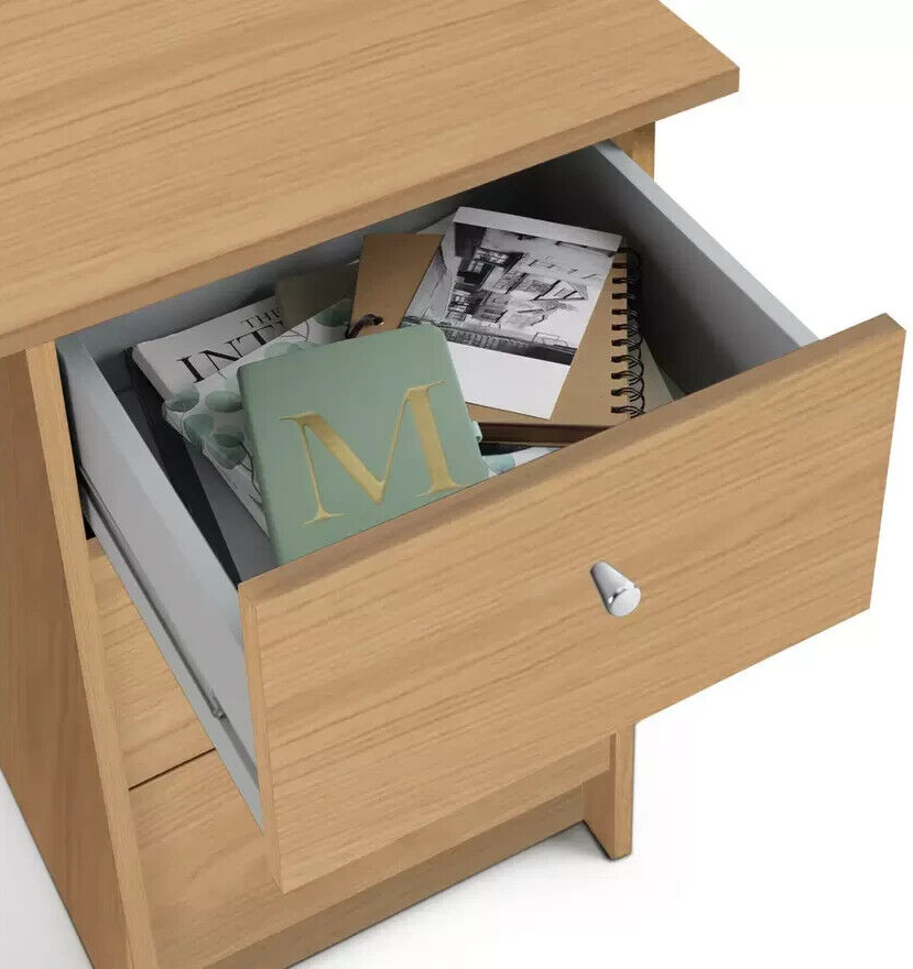 Home Malibu 3 Drawer Office Desk Oak Effect | Home Office Study Writing Table