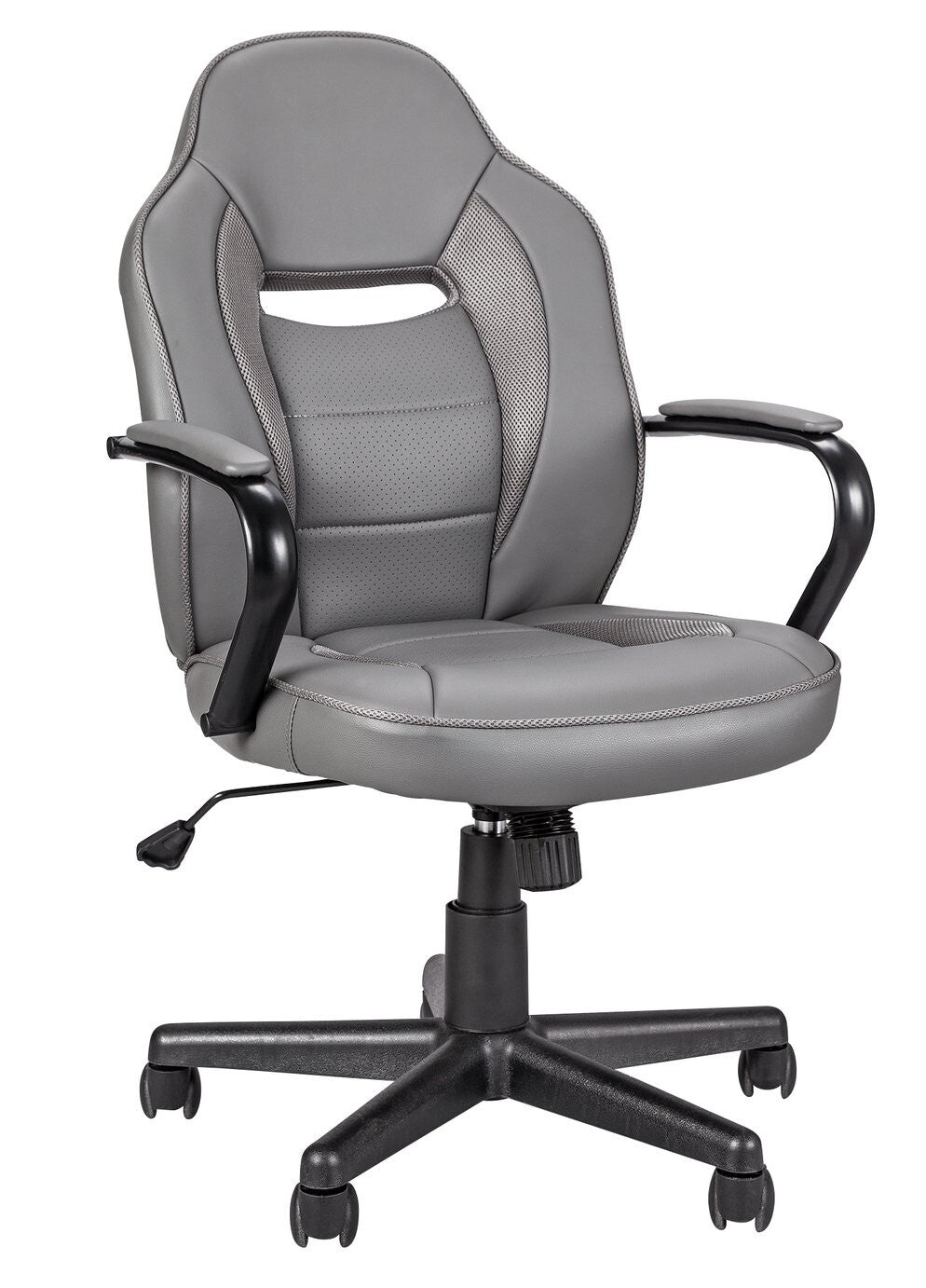 Faux Leather Gaming Chair Grey | Adjustable Swivel Tilt PC Ergonomic Comfort