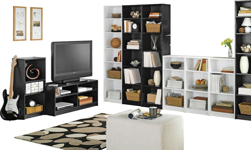 Maine Narrow 6 Shelf Bookcase - Shelving Storage Unit Display Cabinet - Black