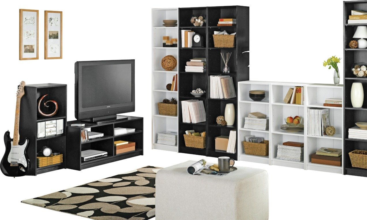 Maine Narrow 6 Shelf Bookcase - Shelving Storage Unit Display Cabinet - Black