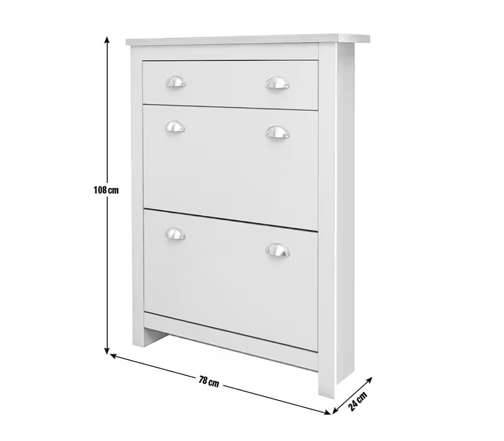 Lancaster 2 Door 1 Drawer Shoe Cabinet - Grey