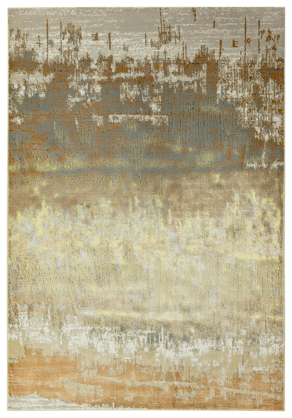 Asiatic Aurora Shiny Abstract Gold Cut Pile Rug - 230x160cm | Modern rug