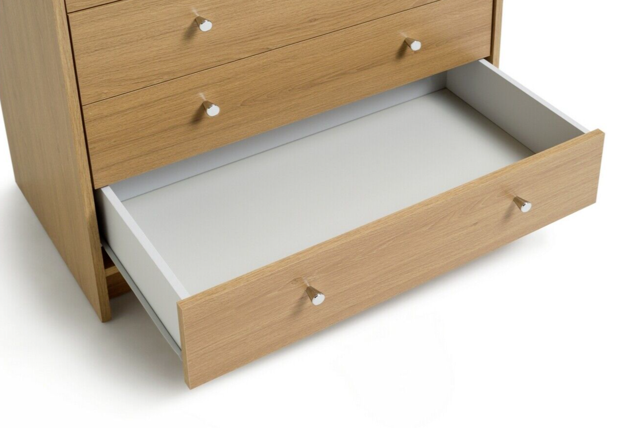 Malibu Modern 7 Drawer Chest Of Drawers Storage Cabinet For Bedroom - Oak Effect