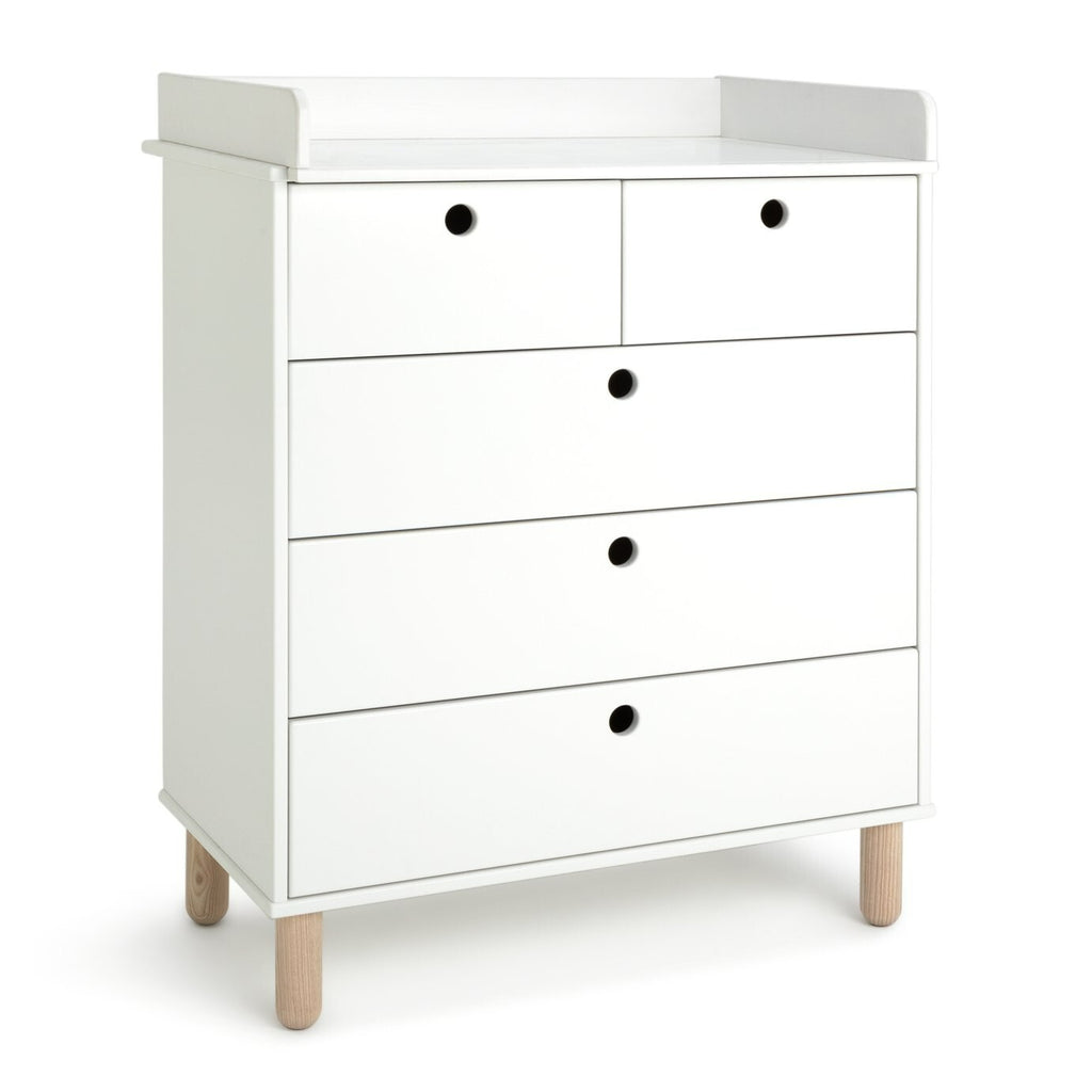 Eden 5 Drawer Chest & Changer Top -White
