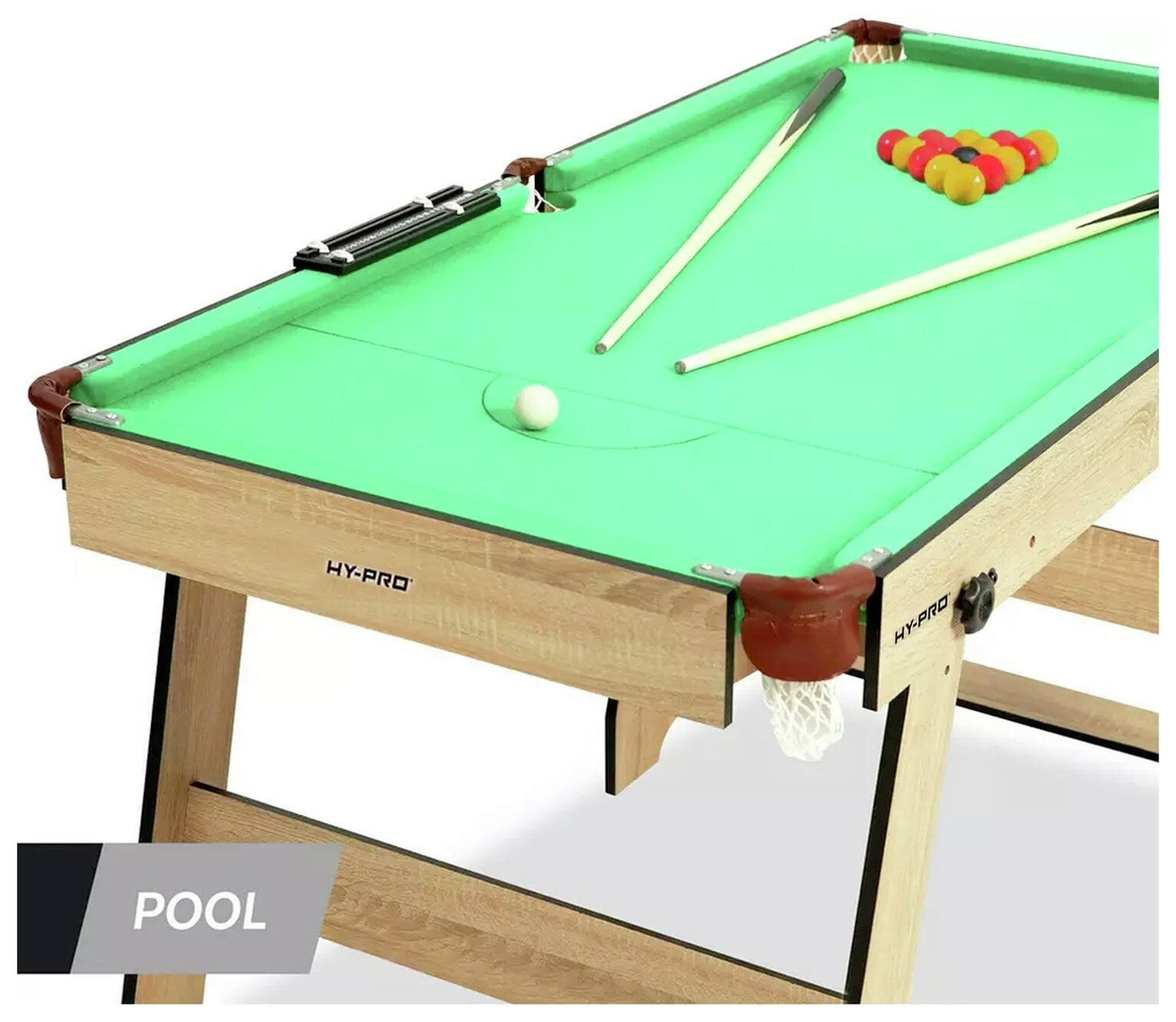 Hy-Pro 6ft Folding Snooker and Pool Table - Oak