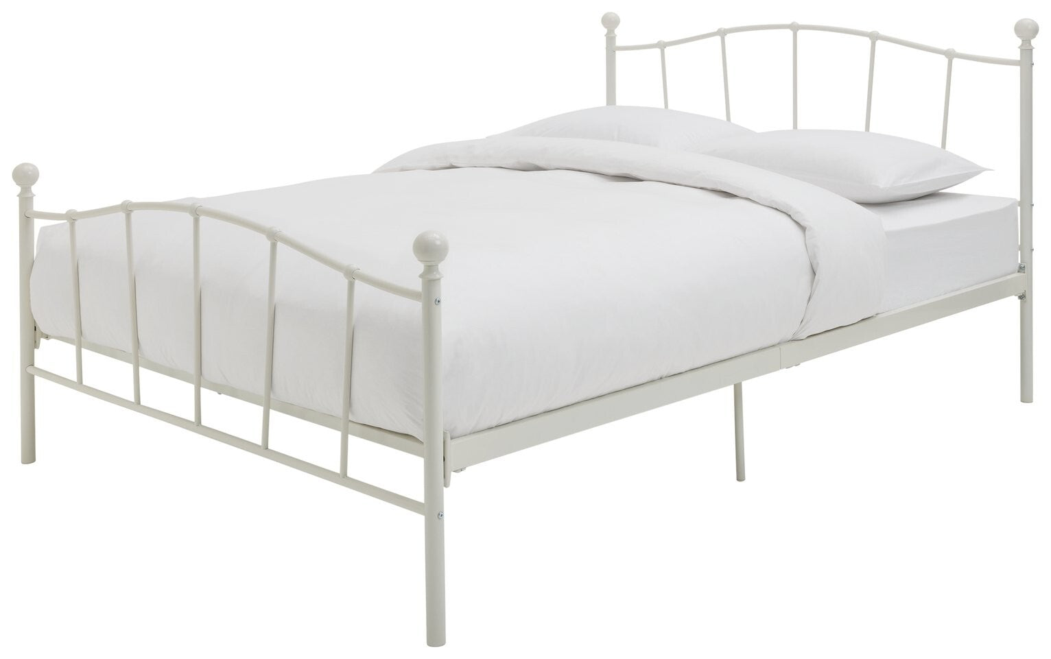 Home Fleur Kingsize Metal Bed Frame - White | Sturdy Durable Mattress Support