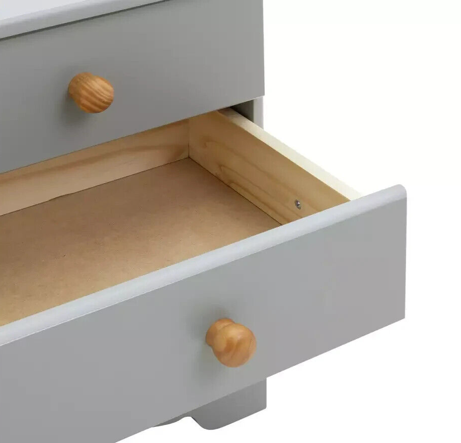 Nordic 3 Drawer Bedside Table - Grey