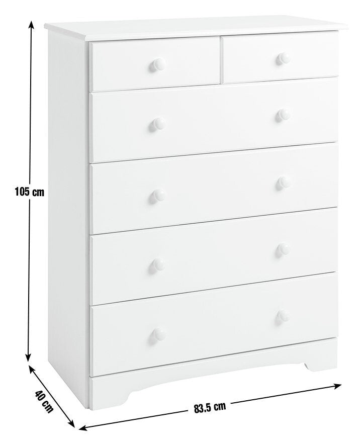 Nordic 4 + 2 Drawer Chest - White