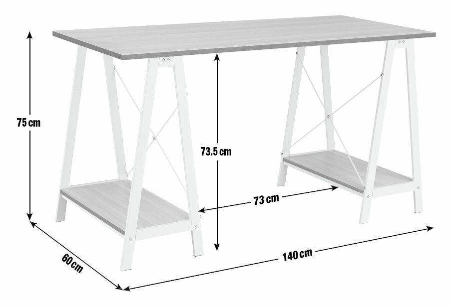 Habitat Trestle Table Office Desk White | Modern Home Office Desk with Storage
