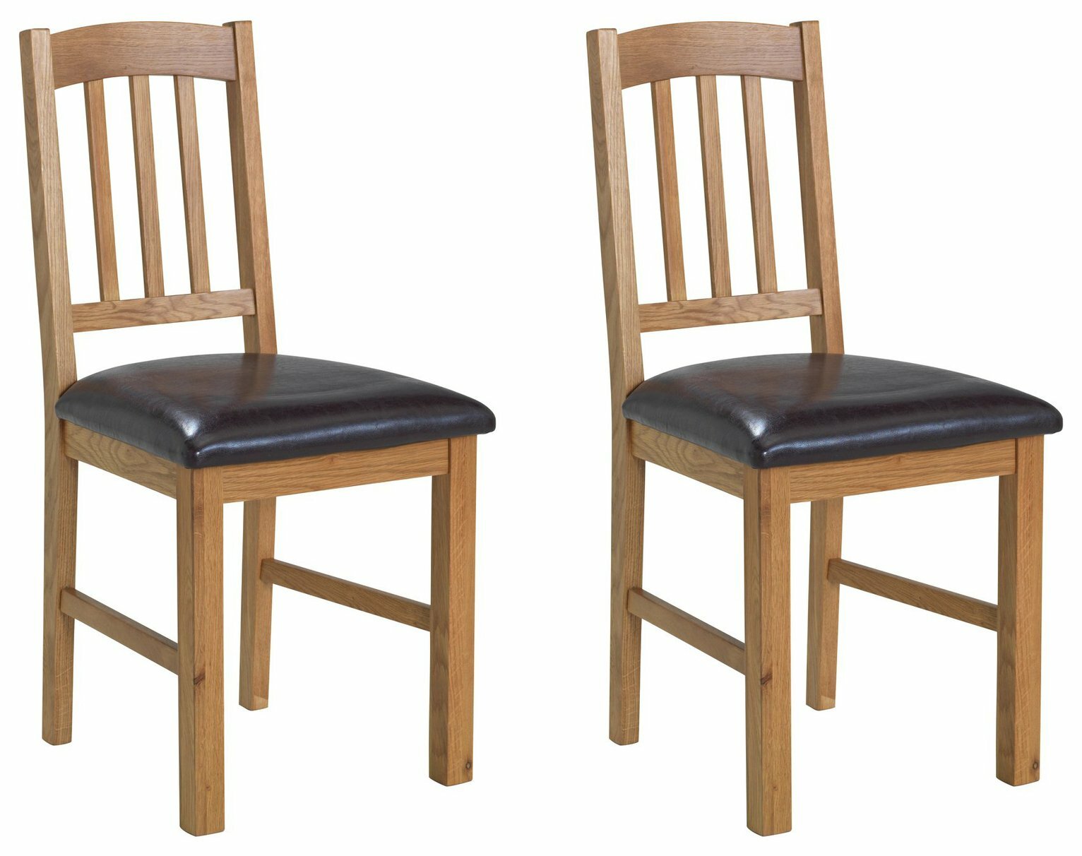 Pair of Solid Oak Slatted Chairs